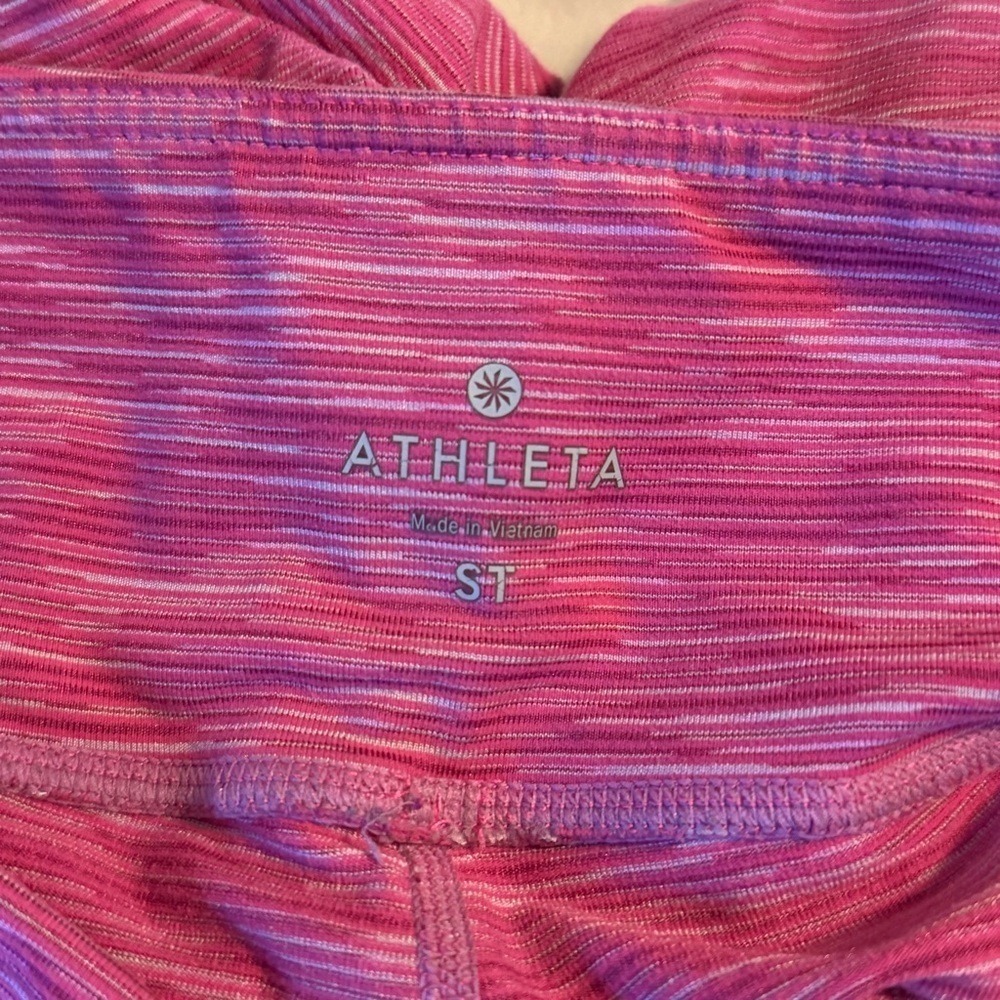 Athleta Women Size S Tall Energy Chaturanga Legging Cropped Capri Pink Space Dye - Picture 4 of 9